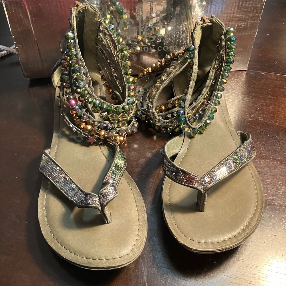 ZIGI Girl Multicolor Beaded Sandals with Rhinestone Accents